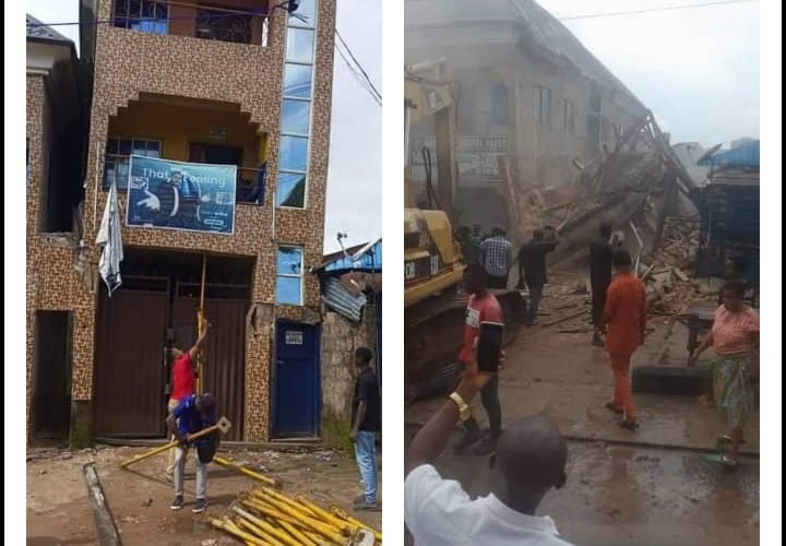 Abia Government Demolishes Structurally Defective Two-Storey Building In Umuahia