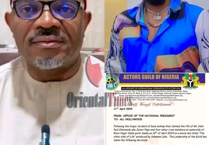 Jnr Pope: AGN Suspends Acting Involving Riverine Area And Boat Riding, Bars Actors From Featuring In Any Movie To Be Produced By Adanma Luke