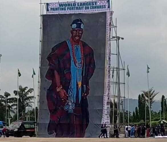 World Largest Canvass Painting Portrait Of Tinubu Unveiled