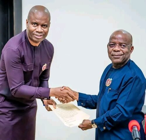 Gov. Otti Swears Inn Edo State-Born Benson Ojeikere As ABIA State Head Of Service