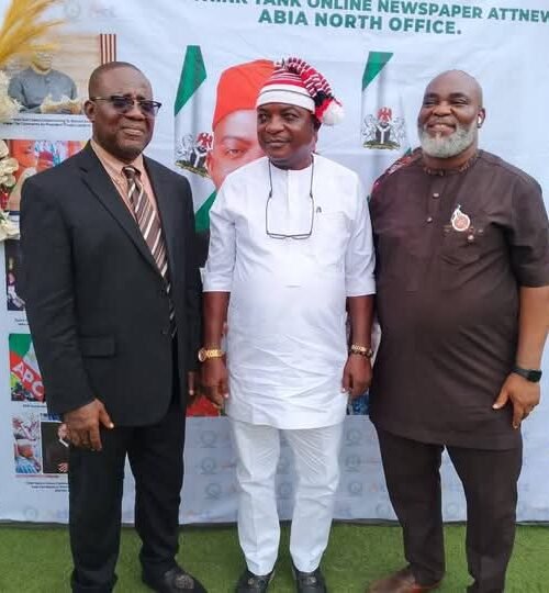 Ohafia Council Mayor, Chief Eleanya Kalu Joined The Commissioner For Information, Prince Okey Kanu (Representing Gov. Otti) To Unveil ATTNEWS Abia North Office In Ohafia LGA