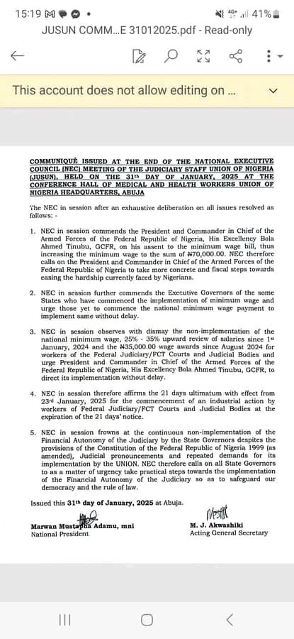 ABIA One Of The Very Few States Implementing New Minimum Wage For JUSUN - Ferdinand Ekeoma (SA On Media/Publicity To Governor Otti) 2 IMG 20250131 WA0057