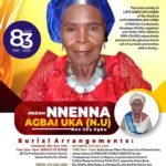 Ochiagha Benjamin Uka (MEZIA NWANIGI IFE) Buries Mum Madam Nnenna Agbai Uka This Weekend 4th and 5th July, 2025