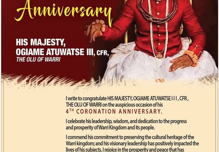 Ikenna Ukwa Congratulates Olu Of Warri On His 4th Coronation Anniversary