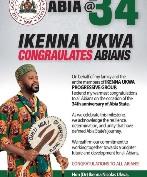 Abia @ 34: Ikenna Ukwa Congratulates Abians