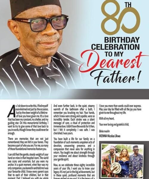 Hon. Chief Ikenna Ukwa Celebrates Father At 80