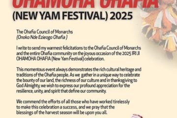 Ikenna Ukwa Felicitates Ohafians On The 2025 Iri Ji Ohamoha Ohafia (New Yam Festival)