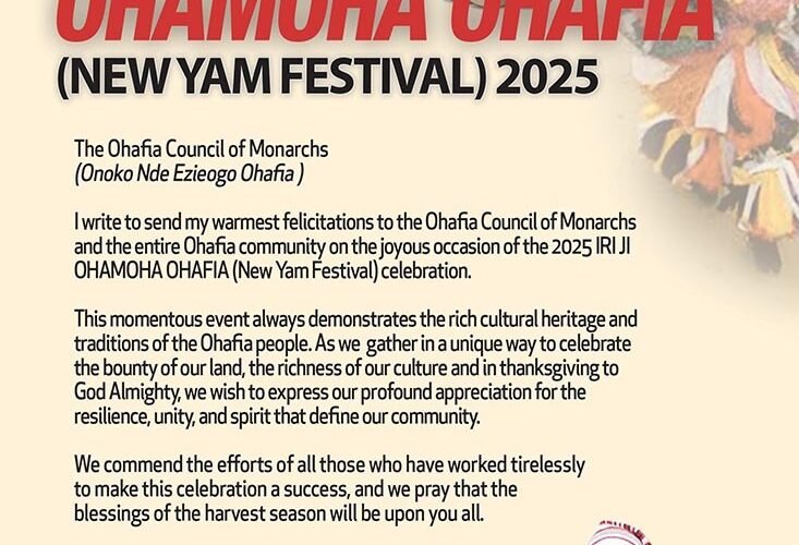 Ikenna Ukwa Felicitates Ohafians On The 2025 Iri Ji Ohamoha Ohafia (New Yam Festival)