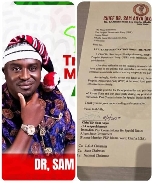 Chief Dr. Sam Anya(Akaekpuchionwa) Officially Resigns From PDP, Joins APC, Poised To Grab Abia North Senatorial Ticket