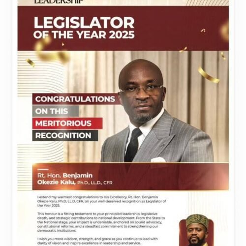 Leadership News Legislator Of The Year 2025: Ikenna Ukwa Felicitates Deputy Speaker Benjamin Kalu