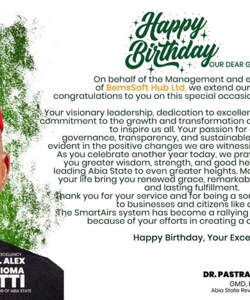 Dr. Pastra Arinze Etie, GMD BemsSoft Hub Group,  Shower Encomiums As He Celebrate Governor Otti On His Birthday