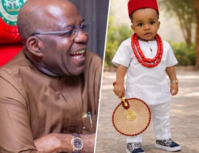 Gov. Alex Otti Blesses His “God-Son”, Chioma Offor, On His First Birthday