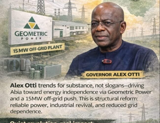 Alex Otti’s Power Gambit: Why Abia’s Energy Push Is More Than A Trend – By Prof Chukwuemeka Ifegwu Eke