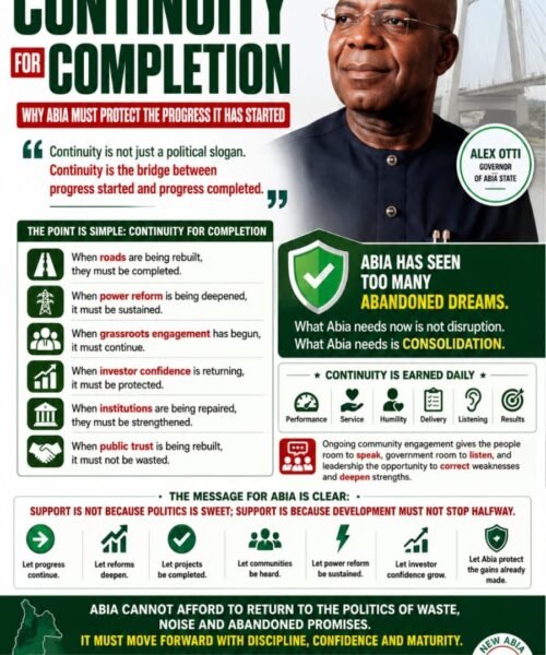 Continuity For Completion: Why Abia Must Protect The Progress It Has Started – By Prof Chukwuemeka Ifegwu Eke