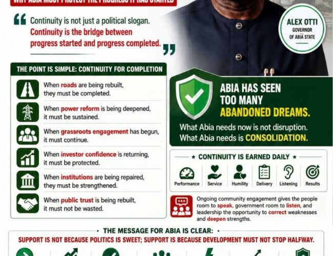 Continuity For Completion: Why Abia Must Protect The Progress It Has Started – By Prof Chukwuemeka Ifegwu Eke