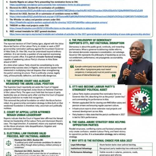 Why The Ceekay Igara – Abure Strategy Cannot Stop Alex Otti And Labour Party In Abia 2027 – By Prof Chukwuemeka Ifegwu Eke