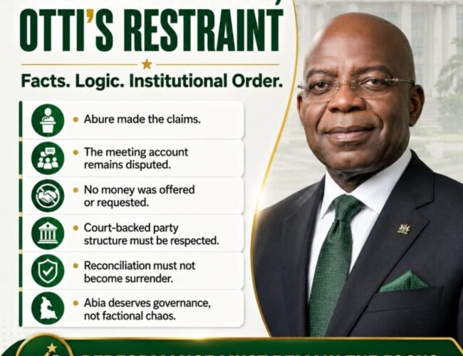 Abure’s Claims, Otti’s Restraint And The Difference Between Reconciliation And Surrender- By Prof Chukwuemeka Ifegwu Eke