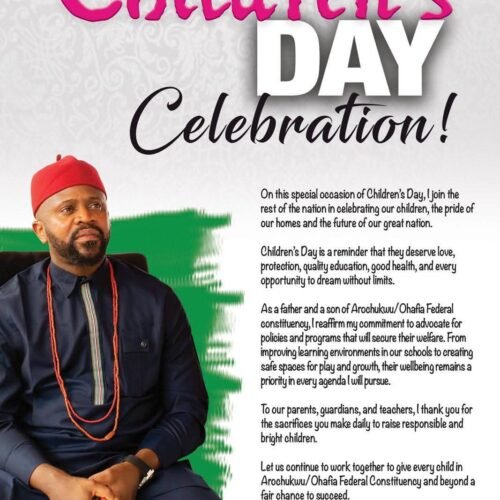 Children’s Day Celebration: Ikenna Nicolas Ukwa Promises Great Future For Children Of  Arochukwu/Ohafia Federal Constituency