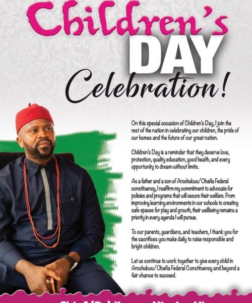 Children’s Day Celebration: Ikenna Nicolas Ukwa Promises Great Future For Children Of  Arochukwu/Ohafia Federal Constituency