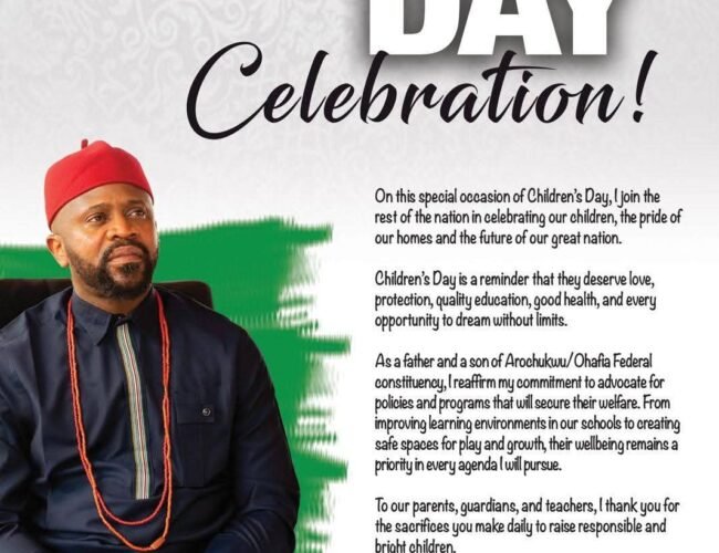 Children’s Day Celebration: Ikenna Nicolas Ukwa Promises Great Future For Children Of  Arochukwu/Ohafia Federal Constituency