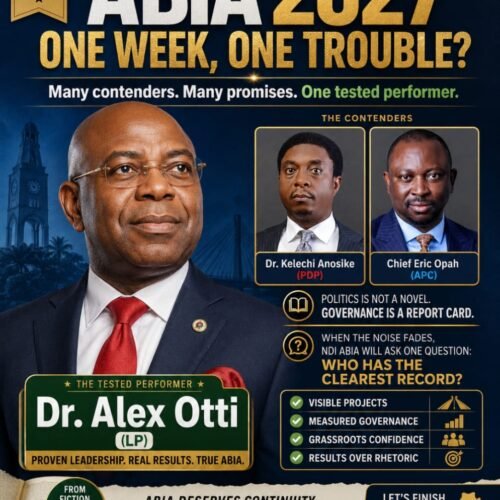 Abia 2027: One Week, One Trouble- But Otti Remains The Man To Beat – By Prof Chukwuemeka Ifegwu Eke