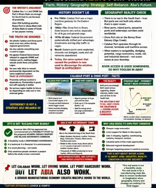 The Hypocrisy Of Mocking Abia’s Port Vision Theme: Facts, History, Geography, Strategy And Abia’s Manufacturing Future – By Prof Chukwuemeka Ifegwu Eke