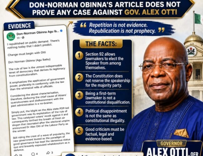 Change Must Begin With The Truth, Not With Don Norman’s Recycled Legal Fiction – Pastor Prof. Chukwuemeka Ifegwu Eke
