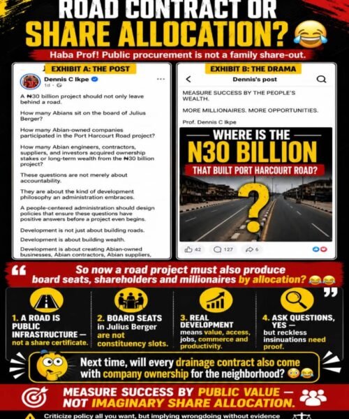 Road Contract Or Share Allocation? Haba Prof! Public Procurement Is Not A Family Share-Out – By Pastor Prof. Chukwuemeka Ifegwu Eke