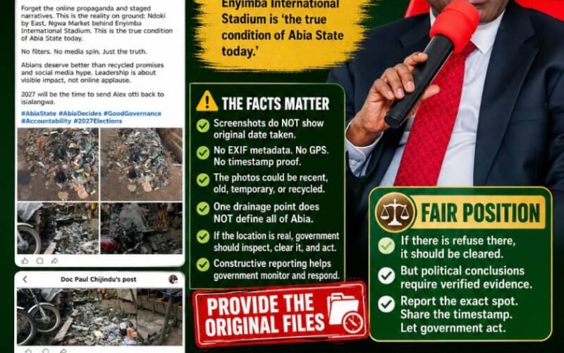 Ngwa Market Refuse Photos: Let Facts Lead, Not Political Ambush – By Pastor Prof Chukwuemeka Ifegwu Eke
