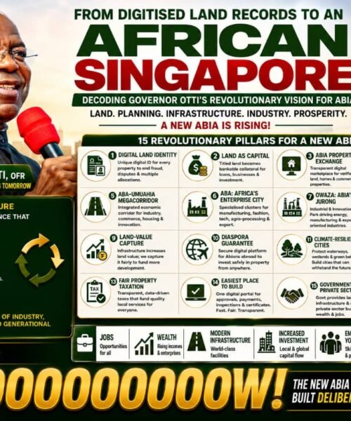 From Digitalised Land Records To African Singapore: Decoding Governor Otti’s Revolutionary Vision For Abia – By Pastor Prof Chukwuemeka Ifegwu Eke