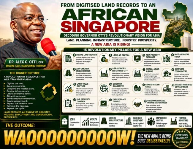 From Digitalised Land Records To African Singapore: Decoding Governor Otti’s Revolutionary Vision For Abia – By Pastor Prof Chukwuemeka Ifegwu Eke