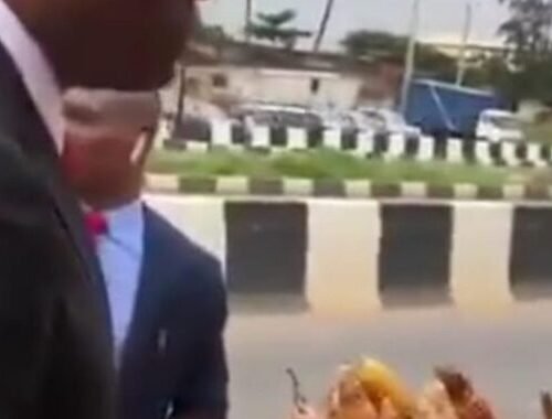 Tony Elumelu Spotted Buying Roasted Corn From Roadside Vendor