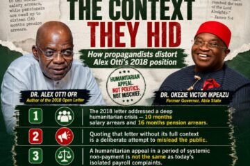 The Letter They Quoted, The Context They Hid; How Mischief Makers Are Distorting Alex Otti’s 2018 Position – By Pastor Prof Chukwuemeka Ifegwu Eke