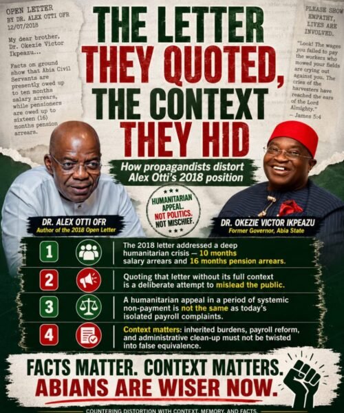 The Letter They Quoted, The Context They Hid; How Mischief Makers Are Distorting Alex Otti’s 2018 Position – By Pastor Prof Chukwuemeka Ifegwu Eke