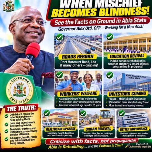 When Mischief Becomes Blindness: A Short Lecture On Governor Alex Otti’s Good Works – By Pastor Prof. Chukwuemeka Ifegwu Eke