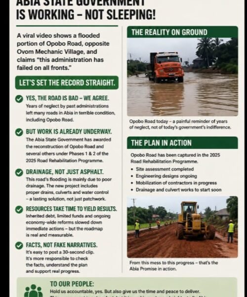 OPOBO-AZUMINI ROAD: Criticism Is Legitimate, But The Facts Must Not Be Distorted – By Pastor Prof Chukwuemeka Ifegwu Eke