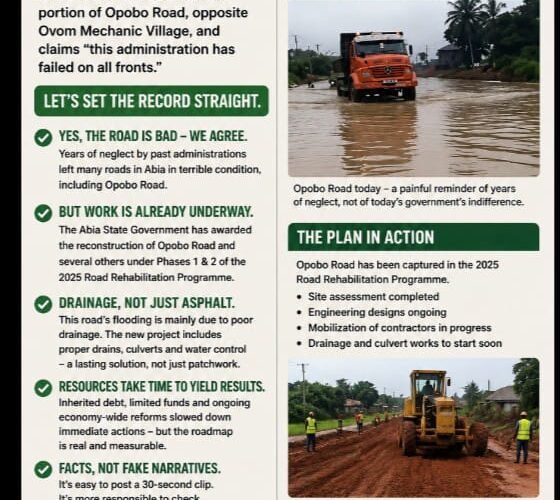 OPOBO-AZUMINI ROAD: Criticism Is Legitimate, But The Facts Must Not Be Distorted – By Pastor Prof Chukwuemeka Ifegwu Eke