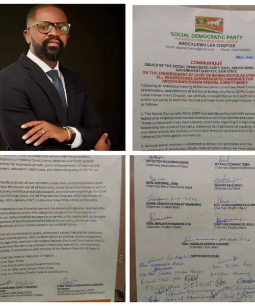 Hon. Chief Ikenna Nicolas Ukwa Secures Another Endorsement From SDP Arochukwu LGA Chapter For Arochukwu/Ohafia Federal Constituency Seat