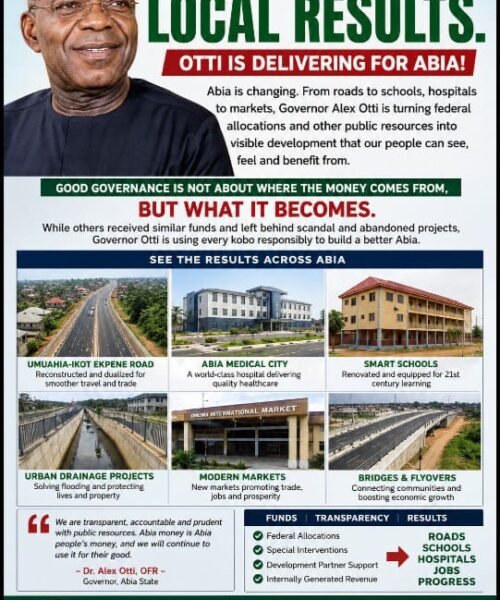Federal Funds, Local Results: How Otti Is Turning Special Allocations Into Visible Development- By Pastor Prof Chukwuemeka Ifegwu Eke