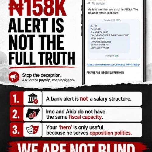 The N158,000 ABSU Salary Story: Where The Deception Begins – By Pastor Prof Chukwuemeka Ifegwu Eke