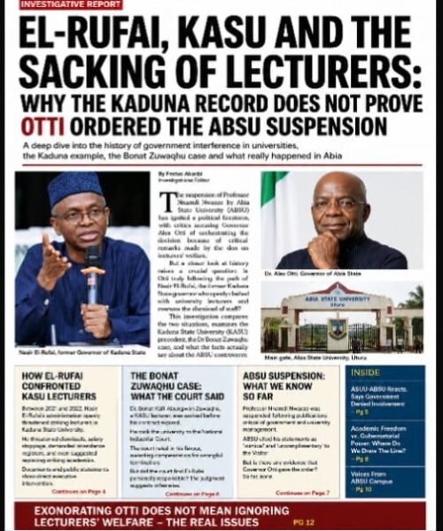 El-Rufai, KASU And The Sacking Of Lecturers: Why The Kaduna Record Does Not Prove Otti Ordered The ABSU Suspension – By Pastor Prof Chukwuemeka Ifegwu Eke