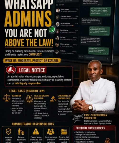 A Word To WhatsApp Platform Admins – By Pastor Prof Chukwuemeka Ifegwu Eke