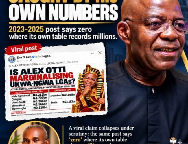EKE O AKO CAUGHT BY HIS OWN NUMBERS: 2023 – 2025  ‘OTTI MARGINALISATION’ POST SAYS ZERO WHERE ITS OWN TABLE RECORDS MILLIONS – By Pastor Prof Chukwuemeka Ifegwu Eke