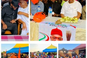 Mammoth Crowd As Ikenna Nicolas Ukwa Accompanied Senator Orji Uzor Kalu For A Tour Of Okamu And Ohafor Wards In Ohafia